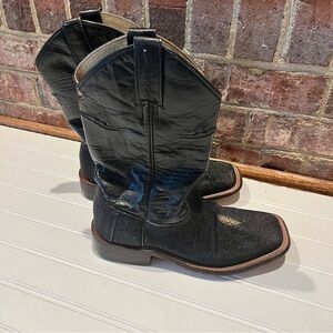 Lagrange Black Stingray Western Cowboy Boots Square Toe Exotic Leather Mens 6
